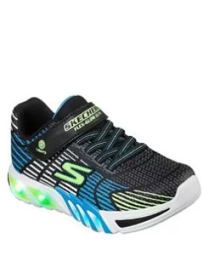 Image of Skechers SKECHERS FLEX-GLOW ELITE LIGHT UP BOYS TRAINERS, Blue/Lime, Size 2 Older