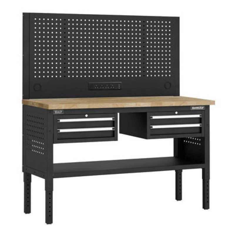 Image of Sealey Superline Pro 4 Drawer Modular Workbench and Pegboard APMWB60COMBO3W Length: 1.52m