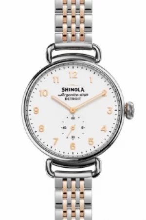 Image of Unisex Shinola Canfield 38mm Sub Second Rose Gold 7 Link Chronograph Watch S0120004468