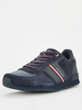 Image of Tommy Hilfiger Icon Mix Suede Runner Trainers - Navy