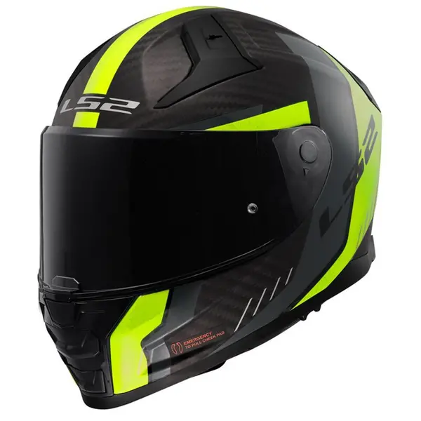 Image of LS2 FF811 Vector II Carbon Grid Matt Black H-V Yellow Full Face Helmet Size 3XL