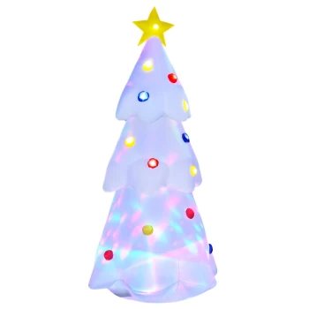 Image of HOMCOM Christmas Inflatable LED Tree Lighted for Home Indoor Outdoor Decoration (6FT) - White