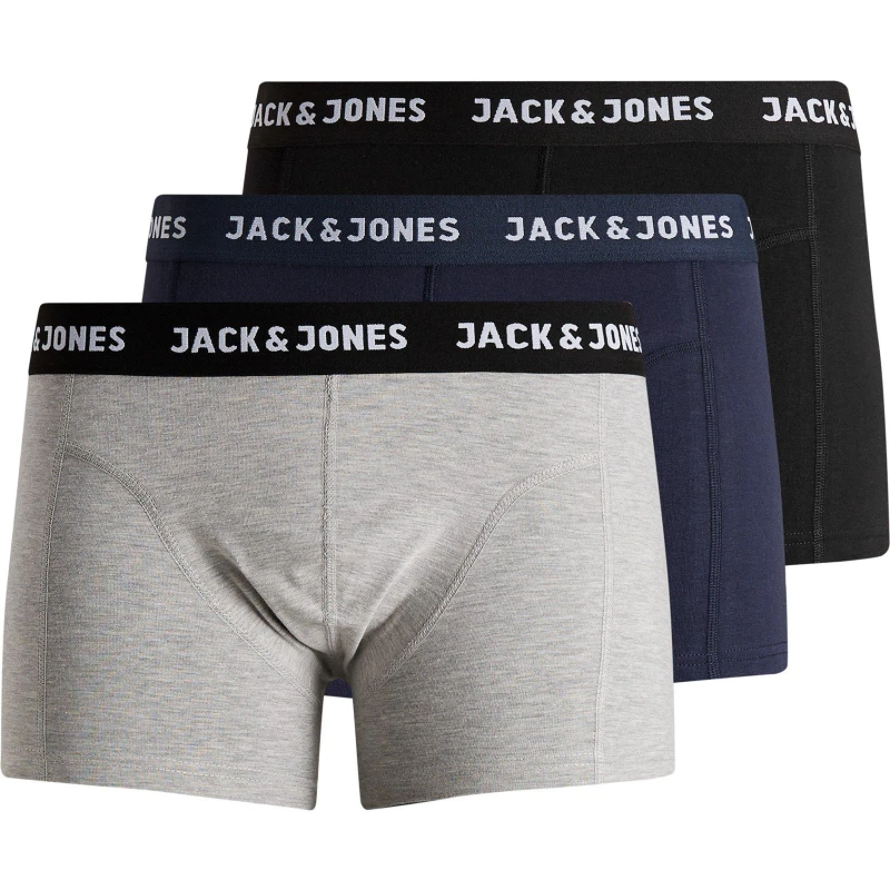 Image of Jack & Jones Black / Bluenight 3 Pack Plain Trunks M/Blue Male L 185760UK