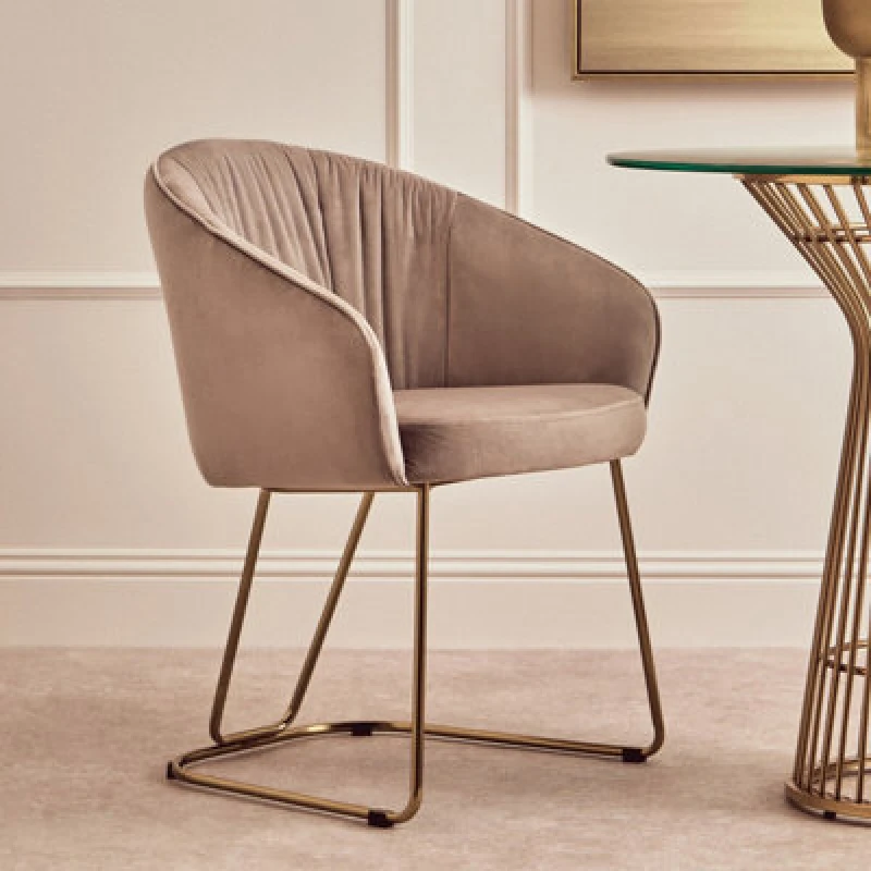 Image of Orsina Mink Velvet Dinner Chair , Easy To Care Armrest Accent Dining Chair, Easily Adjustable Indoor Chair