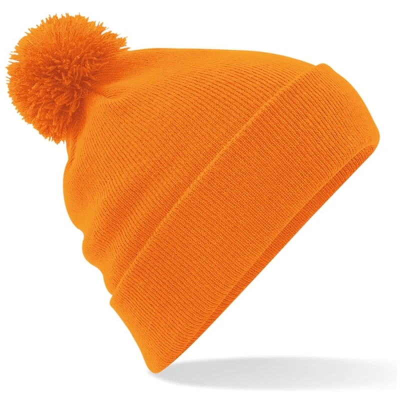 Image of Beechfield Mens Original Pom Pom Winter Beanie Hat in Orange Orange Male One Size