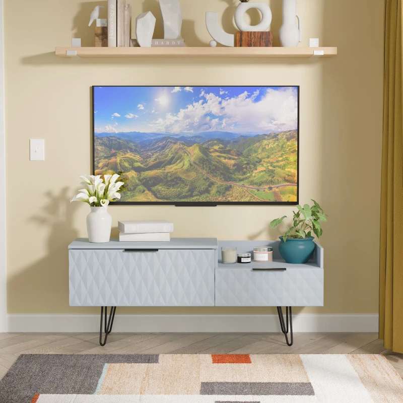 Image of Ready Assembled 2 U Islay 2 Drawer Coffee TV Unit (Ready Assembled) in Light Blue Light Blue Unisex