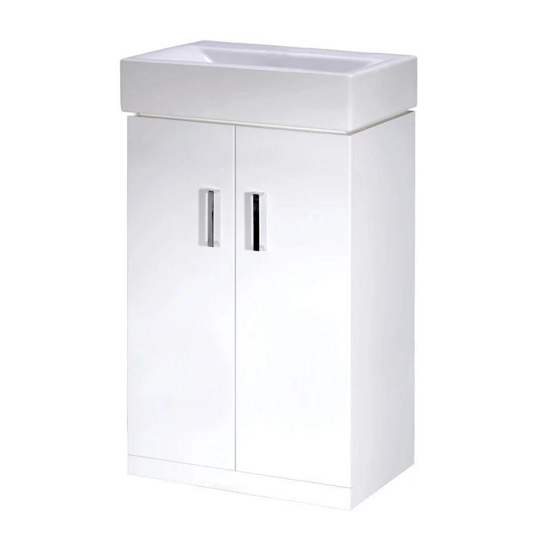 Image of Balterley 450mm 2 Door Cloakroom Vanity Basin Unit in Stylish Gloss White Finish White