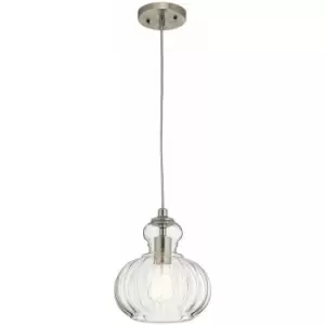 Image of Loops - 1 Bulb Ceiling Pendant Light Fitting Brushed Nickel LED E27 60W Bulb