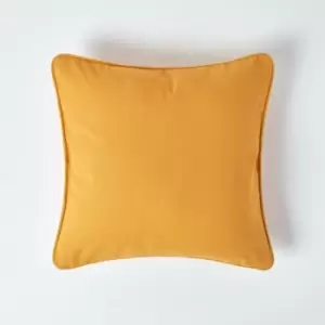 Image of Homescapes - Cotton Plain Mustard Yellow Cushion Cover, 60 x 60cm - Yellow