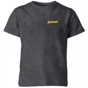 Image of Batman Logo Pocket Kids T-Shirt - Black Acid Wash - 7-8 Years - Black Acid Wash
