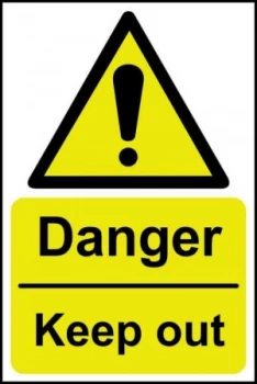 Image of Danger Keep Out Sign, Rigid 1mm PVC Brd