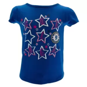 Image of Chelsea FC Childrens/Kids Stars T-Shirt (3-6 Months) (Blue)