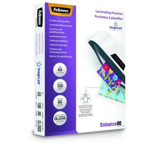 Image of Fellowes Laminating Pouch A5 160micron Pack of 100 5306001