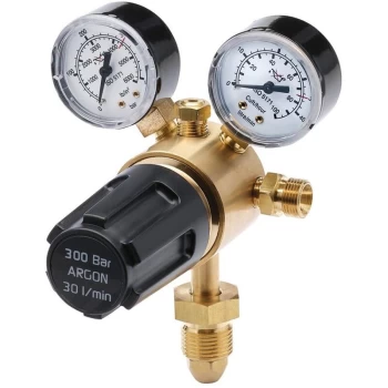 Image of 70147 300 Bar Industrial Gas Bottle Regulator with Double Gauge - Draper