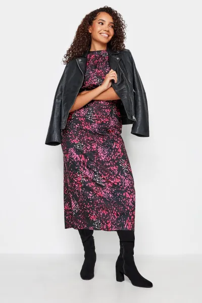 Image of M&Co Petite High Neck Midi Dress Pink