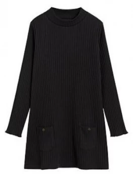 Image of Mango Girls Ribbed Knitted Dress - Black