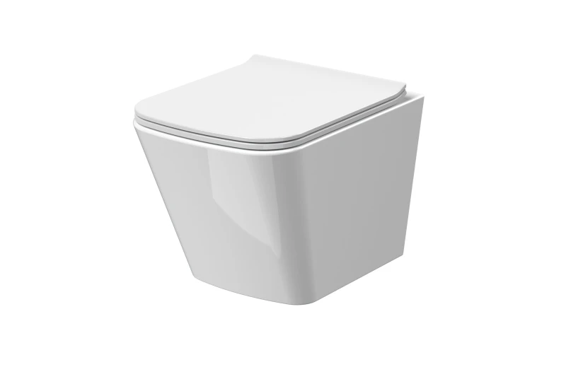 Image of Balterley Rimless Wall Hung Square Toilet Pan & Soft Close Seat 325x350x480mm White