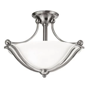 Image of 2 Light Semi Flush Ceiling Light Brushed Nickel, E27
