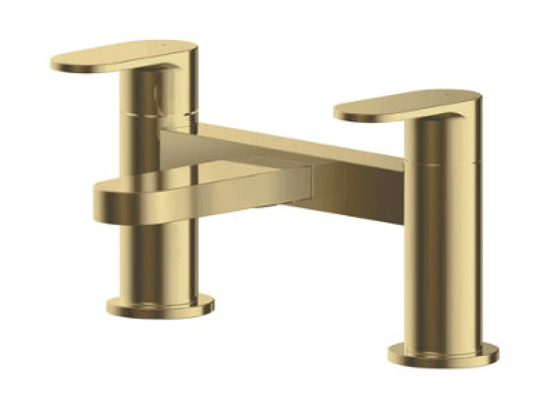 Image of Balterley Current Round Deck Mounted Bath Filler Tap - Brushed Brass Bronze