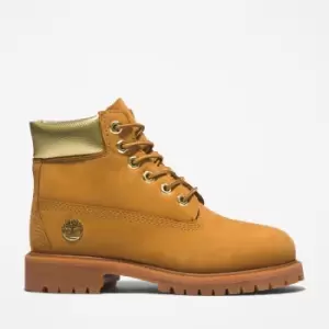 Image of Timberland Premium 6" Boot For Youth In Yellow/gold Light Brown Kids, Size 13