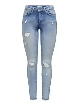 Image of ONLY Onlblush Life Mid Rw Ak Dt Skinny Fit Jeans Women Blue