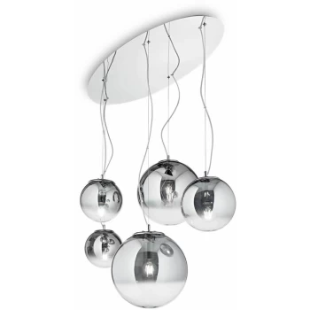 Image of Ideal Lux Mapa - 5 Light Cluster Ceiling Pendant Chrome Shade
