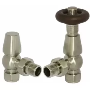 Image of Chelsea Angled TRV and Lockshield Radiator Valves Brushed Nickel