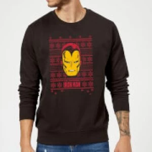 Image of Marvel Comics The Invincible Ironman Face Black Christmas Sweatshirt - S - Black