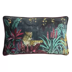 Image of Zinara Leopard Rectangular Cushion Black / 30 x 50cm / Polyester Filled