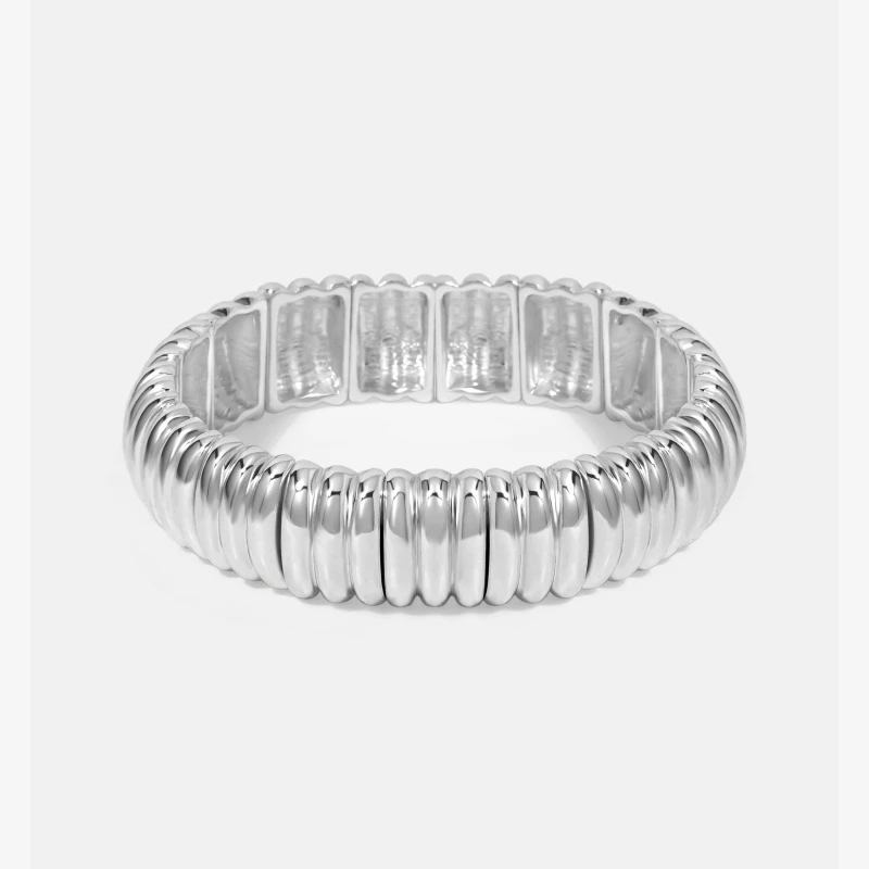 Image of Mood Silver Ridged Stretch Bracelet Silver