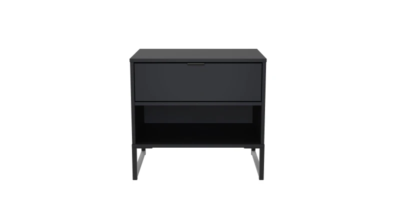 Image of Ready Assembled 2 U Madrid 1 Drawer 1 Open Bedside (Ready Assembled) in Black Unisex