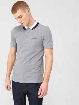 Image of Barbour International Ampere Contrast Collar Polo Shirt - Grey, Anthracite, Size S, Men
