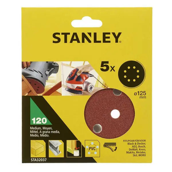 Image of Stanley 125mm ROS Sheets 120G - STA32037-XJ