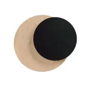 Image of Emibig Circle Wood, Black Flush Wall Lamp 1x G9