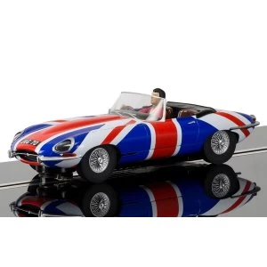 Image of Jaguar E-Type Union Jack 1961 1:32 Scalextric Classic Street Car