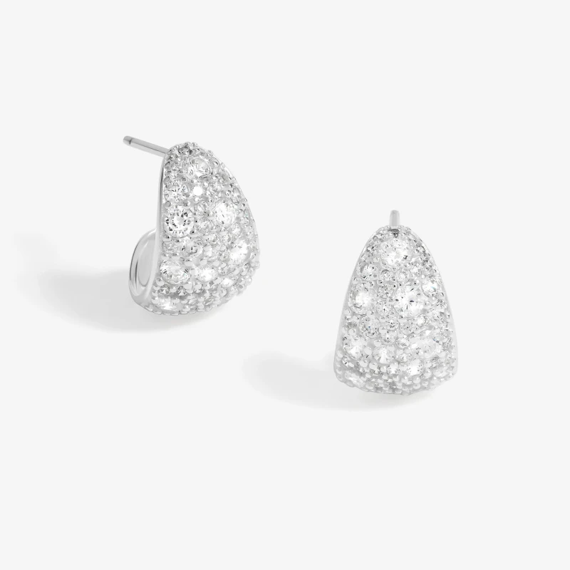 Image of Simply Silver Sterling Silver 925 Cubic Zirconia Pave Hoops Jewellery Sets One Size Silver 72198711000