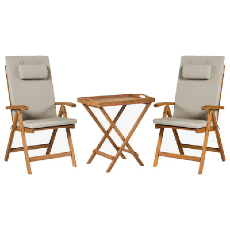 Image of Beliani Bistro Set Java Premiuim Acacia Wood Taupe