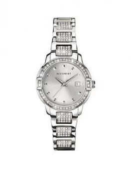 Image of Accurist Silver Date Dial With Crystal Set Stainless Steel Bracelet Ladies Watch