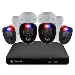 Image of Swann CCTV System - 8 Channel 4K DVR wtih 4 x 4K Enforcer Analogue Bullet Cameras & 2TB HDD - works with Google Assistan