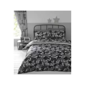 Image of Portfolio Camouflage Duvet Cover Set Grey Double Bed Quilt