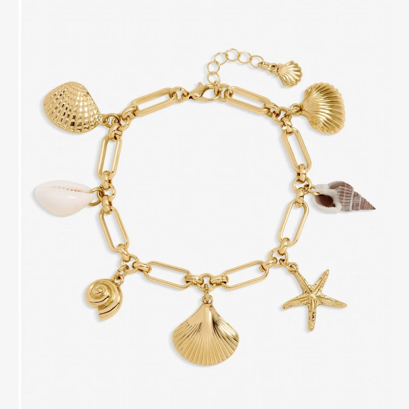 Image of Inicio Gold Plated Real Shell Charm Bracelet - Gift Pouch Gold female One Size