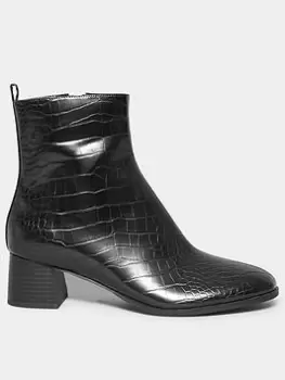 Image of Long Tall Sally Block Heel Boot Croc Black, Size 9, Women