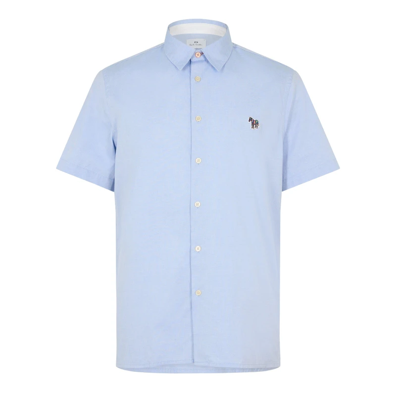 Image of Paul Smith Mens Short-Sleeve Plain Shirt Navy 44 male S