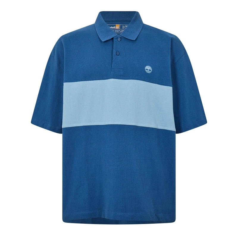 Image of Timberland Mens Colour Block Rugby Polo Shirt DkDenim-Citadel male M