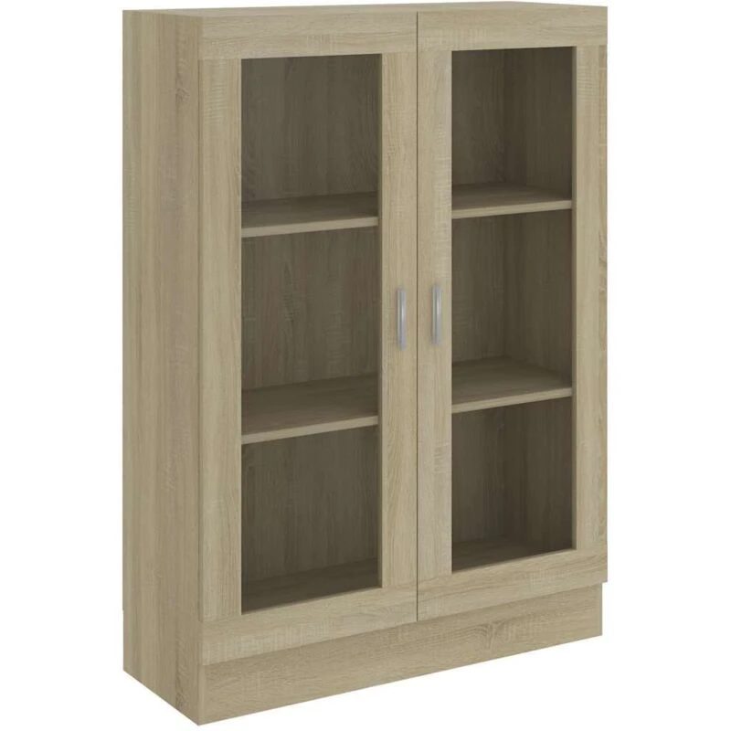 Image of VIDAXL Vidaxl - Vitrine Cabinet Sonoma Oak 82.5x30.5x115cm Engineered Wood 8720286134351