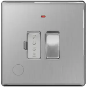 Image of BG Brushed Steel 13A Switched Fused Connection Unit with Neon & Flex Outlet - Steel Grey