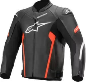 Image of Alpinestars Faster V2 Motorcycle Leather Jacket, black-red, Size 48, black-red, Size 48