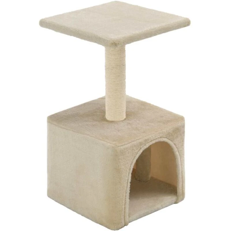 Image of vidaXL Cat Tree with Sisal Scratching Post 55cm Beige Kitten Playhouse Tower