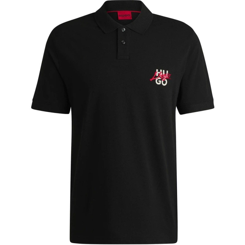 Image of HUGO Dalogpolo Chest Logo Polo Shirt Black L