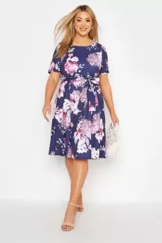 Image of Floral Print Midi Skater Dress